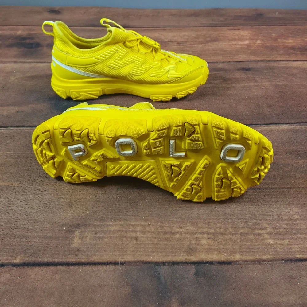 Polo Ralph Lauren Polo67 Sneakers Mens 7.5 Yellow Good Toggle Lacing Athletic